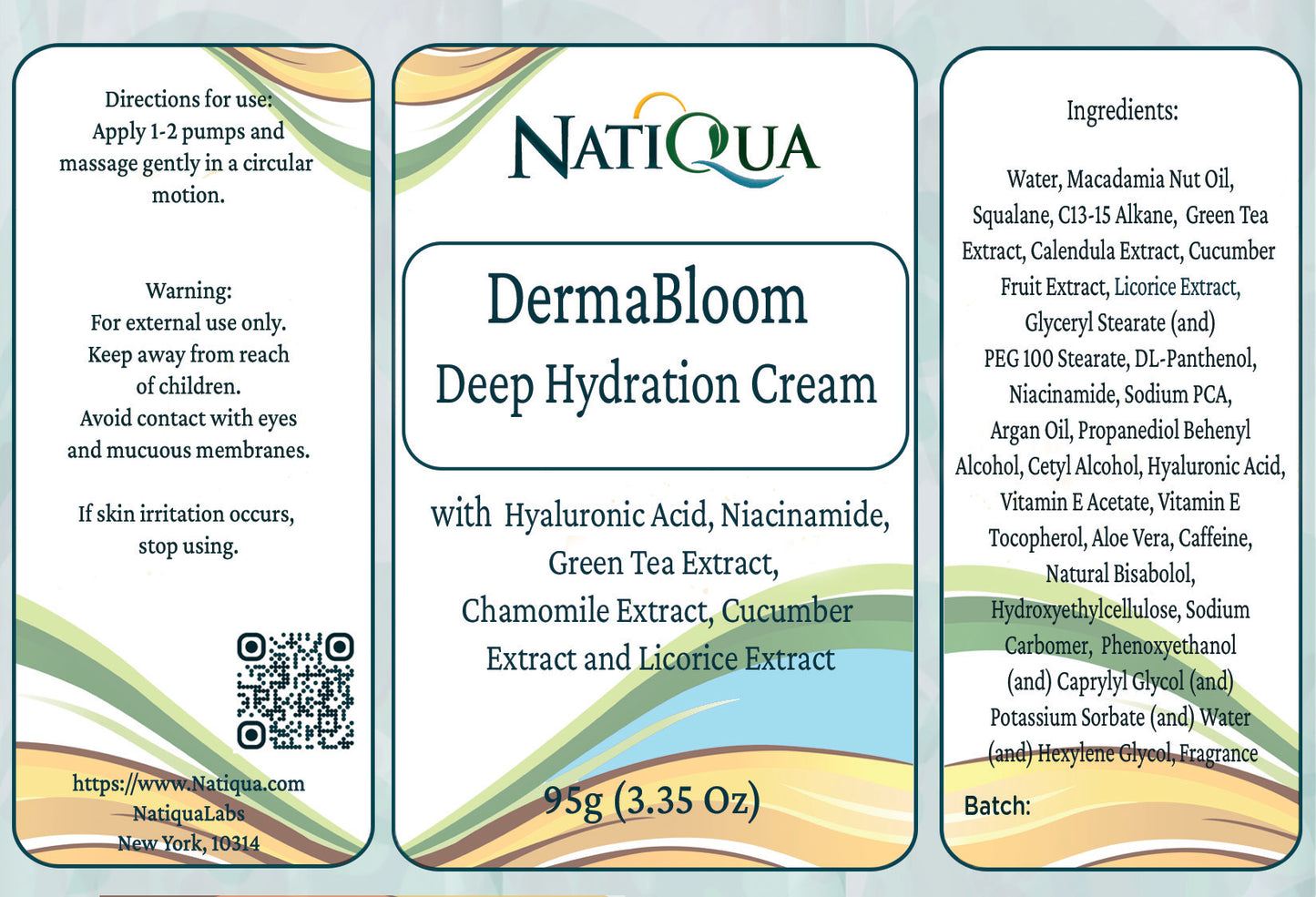 Hydrating Moisturizing Cream with Niacinamide, Hyaluronic Acid and  Botanical Extracts
